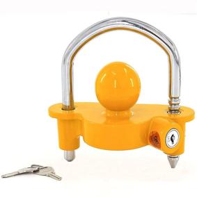 img 4 attached to 🔒 EZANGKE Heavy-Duty Trailer Ball Tow Hitch Coupler Lock | Adjustable Security, Universal Fit for 1-7/8", 2", and 2-5/16" Coupler | Yellow - 1 Pack with 2 Keys