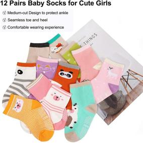 img 3 attached to 🧦 12-Pack Non-Slip Toddler Baby Socks with Grips, Multi-Color 1-5T Boys Girls Gift