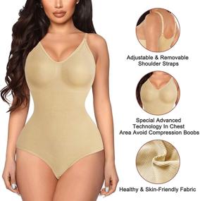 img 2 attached to Irisnaya Women's Slimming Bodysuit Shapewear Top with Tummy Control - Spaghetti Strap Camisole Leotard for Body Shaping and Bodycon Jumpsuit