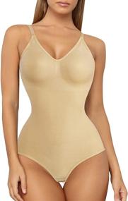 img 4 attached to Irisnaya Women's Slimming Bodysuit Shapewear Top with Tummy Control - Spaghetti Strap Camisole Leotard for Body Shaping and Bodycon Jumpsuit
