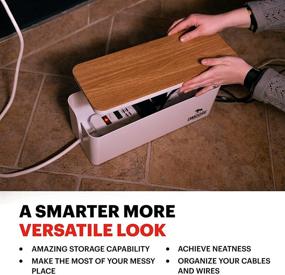 img 3 attached to 🔌 DMoose Cable Management Box - Organize and Hide Power Strips, Wires Behind TVs, Home Office, Computers, Desks, Entertainment Centers - Cord Organizer Box Made from Electrically Safe ABS Material