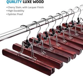 img 2 attached to 👖 20-Pack of High-Quality Wooden Pants Hangers with Clips - Non-Slip Skirt Hangers, Smooth Finish Solid Wood Jeans/Slack Hanger with 360° Swivel Hook - Ideal Pants Clip Hangers for Skirts, Slacks, and Clamp Hangers