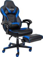 🎮 elecwish ergonomic gaming chair – large size pu leather high back office racing chair with extended thick seat, foldable footrest and lumbar support in blue логотип