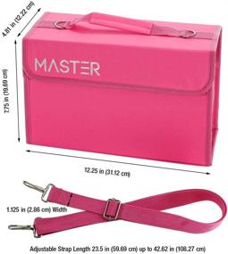 img 2 attached to 🎨 Premium Pink Nylon Marker Storage Case with Shoulder Strap - Fits Lipstick, Prismacolor, Copic, Sharpie, and More - Universal 80 Slot Design