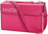 🎨 premium pink nylon marker storage case with shoulder strap - fits lipstick, prismacolor, copic, sharpie, and more - universal 80 slot design logo