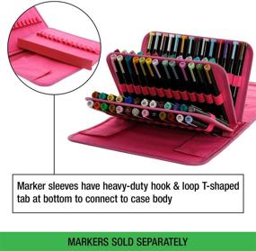 img 1 attached to 🎨 Premium Pink Nylon Marker Storage Case with Shoulder Strap - Fits Lipstick, Prismacolor, Copic, Sharpie, and More - Universal 80 Slot Design