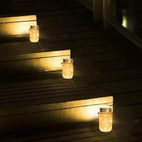 img 1 attached to 🌞 Solar Mason Jar String Lights with Hangers - 4 Pack Waterproof Fairy Lanterns for Outdoor Garden Décor, Shed Windows, and Hanging Mason Jars - Includes 30 LED Bulbs (Jars Not Included)