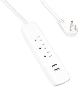 img 4 attached to 🔌 ETL Listed Surge Protector Power Strip with USB Ports, Electrical Outlets, and 6 Ft White Extension Cord – 13A/1625W