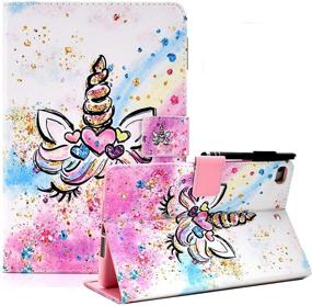 img 4 attached to 🦄 KEROM iPad 9.7 inch Case - iPad 6th/5th Generation & iPad Air 2, Air - PU Leather Folio Stand Case with Auto Wake Sleep - Cute Unicorn Design