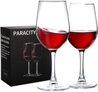 🍷 paracity wine glasses: premium crystal clear glass, elegant long stem for red and white wine - 10 oz (set of 2) logo