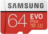 улучшенная карта памяти samsung 64гб evo plus class 10 micro sdhc (mb-mc64ga/am) с адаптером логотип