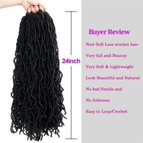 img 2 attached to 🔥 Saimisu 7 Packs Faux Locs Crochet Hair 24 inch Pre-Looped Natural Goddess Faux Soft Locs Crochet Braids Synthetic Fiber Long Hair Extensions in 1B# Shade