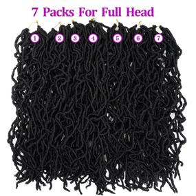 img 3 attached to 🔥 Saimisu 7 Packs Faux Locs Crochet Hair 24 inch Pre-Looped Natural Goddess Faux Soft Locs Crochet Braids Synthetic Fiber Long Hair Extensions in 1B# Shade