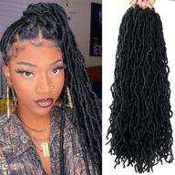 🔥 saimisu 7 packs faux locs crochet hair 24 inch pre-looped natural goddess faux soft locs crochet braids synthetic fiber long hair extensions in 1b# shade logo