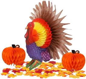 img 1 attached to FORUP Thanksgiving Tissue Turkey Decorations with Artificial Maple Leaves - Perfect Thanksgiving Harvest Party Table Centerpiece Accessories