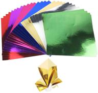 premium 112 sheets origami foil paper kit - metallic colors craft cardstock - mirror paper - bright board sheets - diy, scrapbook paper, arts crafts projects - 6x6 inch, 7 vibrant colors logo