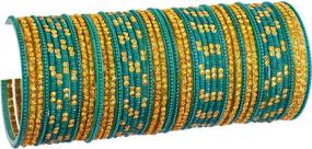 img 2 attached to 🌟 Stunning JD'Z Indian Glass Bangles Set - Bollywood Style Costume Jewelry for Women and Girls, 46 Matching Bangles for Weddings and Events