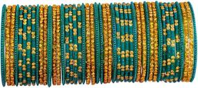 img 4 attached to 🌟 Stunning JD'Z Indian Glass Bangles Set - Bollywood Style Costume Jewelry for Women and Girls, 46 Matching Bangles for Weddings and Events