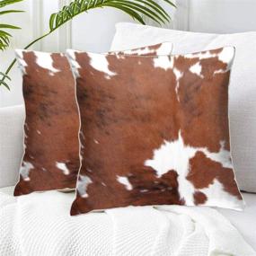 img 3 attached to 🐄 Farm Animal Print Cowhide Throw Pillow Covers – Decorative Cases with 18 X 18 Inch Velvet Cushion – Perfect for Sofa and Bedroom