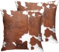 🐄 farm animal print cowhide throw pillow covers – decorative cases with 18 x 18 inch velvet cushion – perfect for sofa and bedroom логотип