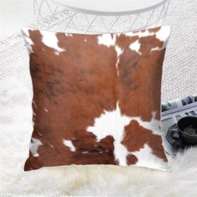 img 1 attached to 🐄 Farm Animal Print Cowhide Throw Pillow Covers – Decorative Cases with 18 X 18 Inch Velvet Cushion – Perfect for Sofa and Bedroom