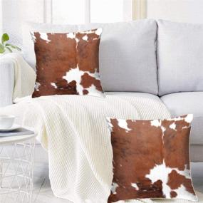 img 2 attached to 🐄 Farm Animal Print Cowhide Throw Pillow Covers – Decorative Cases with 18 X 18 Inch Velvet Cushion – Perfect for Sofa and Bedroom