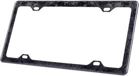img 2 attached to 🚗 BLVD-LPF OBEY YOUR LUXURY: Premium Real Carbon Fiber License Plate Frame + Slim 4 Holes & Matching Screw Caps - Glossy Forged Cover Holder [1 Frame]