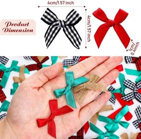 img 3 attached to 🎀 80-Piece Christmas Ribbon Bows Assortment: Mini Craft DIY Flower Appliques Bows in Various Styles for Sewing DIY Wedding Scrapbooking Wrapping Supplies (Linen, Black and White Check Plaid)