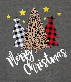 img 1 attached to Merry Christmas Women's Sweatshirt: Plaid Leopard Tree 🎄 Print Long Sleeve Holiday Shirt Blouse - Tops for Christmas