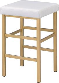 img 4 attached to 🪑 OSP Home Furnishings 26-Inch Backless Stool with Gold Frame in White