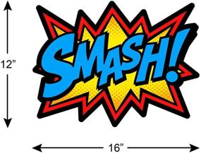 img 2 attached to 🦸 Superhero Word Cutouts - Large Birthday Party Supplies Wall Decor Signs - 12" x 16" - 12 pcs Light Cardboard Super Hero Cut Words, Sayings, Action Sounds by Bigtime Signs