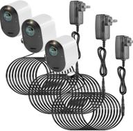 🔌 кабель зарядки uogw arlo pro3 и arlo ultra - магнитный коннектор, блок питания, водонепроницаемый для использования на улице - 25 футов/7.5 метра (3 штуки, черный) логотип