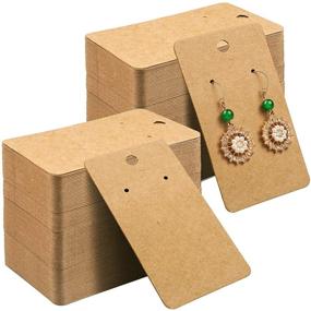 img 4 attached to 📦 Earring Card Holder with Hanging Display Cards - 500 Pack, Kraft Paper Tags, 3.5 x 2 Inches (Brown)