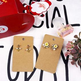 img 1 attached to 📦 Earring Card Holder with Hanging Display Cards - 500 Pack, Kraft Paper Tags, 3.5 x 2 Inches (Brown)