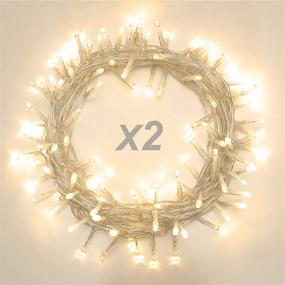 img 4 attached to 🎄 LIOPEED 2 Pack 22.6ft 66 LED Battery Operated String Lights with Timer, IP65 Waterproof 8 Modes Twinkle Fairy Lights for Bedroom, Garden, Party, Christmas Tree Decorations – Indoor/Outdoor, Warm White