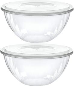 img 4 attached to 🍲 Plasticpro Disposable 48 oz Round Crystal Clear Plastic Serving Bowls With Lids - Perfect for Parties, Snacks, Salads - Set of 2