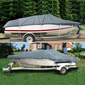 img 1 attached to 🚤 UXUNBlue Marine Grade 210D Boat Cover: Ideal for Trailering & Protective Solution for V-Hull, Tri-Hull, Runabouts, Bass Boats - Fits 17-19ft & 20-22ft - Lightweight & Durable