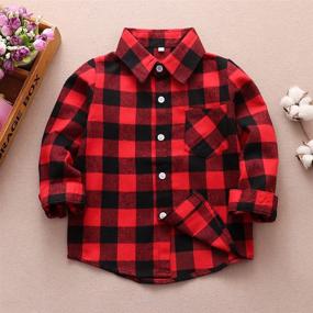img 2 attached to 👶 Little Sleeve Button Flannel: Trendy Clothing for Boys' Ages 0-12 Months