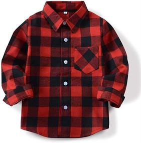 img 4 attached to 👶 Little Sleeve Button Flannel: Trendy Clothing for Boys' Ages 0-12 Months