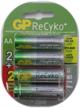 gp recyko aa nimh pre-charged rechargeable 1.2v 2100mah 2 batteries + 2 bonus batteries - pack of 4 logo