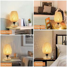 img 2 attached to 🪔 Vintage Wooden Table Lamp with Shade - Small Desk Lamp, Rustic Night Light for Bedroom, Study Room, Cafe, Bookcase - E26 Bulb Included, Anti-Slip Pad.