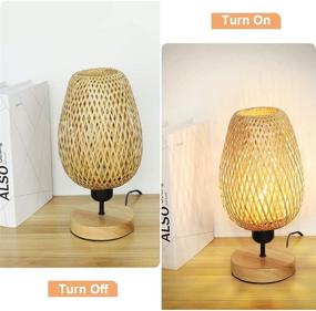 img 1 attached to 🪔 Vintage Wooden Table Lamp with Shade - Small Desk Lamp, Rustic Night Light for Bedroom, Study Room, Cafe, Bookcase - E26 Bulb Included, Anti-Slip Pad.