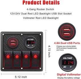 img 1 attached to Gerguirry 4 Gang Waterproof Marine Boat Rocker Switch Panel with LED 🚤 Backlight – Ideal for Car, SUV, Marine, RV, Truck, Camper, and Boat Use