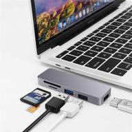 🔌 6-in-1 type c hub adapter for macbook pro, xps & more - usb c hub with usb 3.0/2.0, 87w power delivery, tf/sd card reader - small usb hub for laptop logo