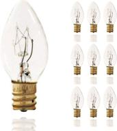sterl lighting 7 watt c7 e12 candelabra base 120v replacement candle night light bulb 10 pack - perfect for electric accent lamps, decorative christmas strings, wax warmers, salt lamps - clear incandescent 2700k logo