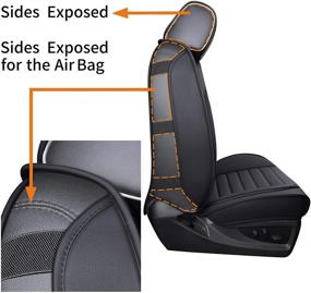 img 1 attached to 🚗 Водонепроницаемые кожаные чехлы на сиденья для Chevy Silverado & GMC Sierra 2007-2022 (2 шт. передние, черного цвета)