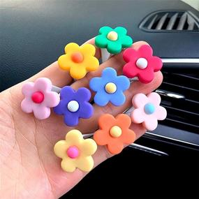 img 2 attached to Cute Flower Car Air Vent Clips for Women - Set of 4 Different Colors: Charm Automotive Interior Accessories
