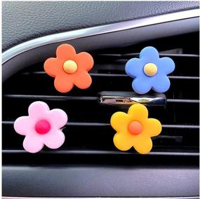 img 3 attached to Cute Flower Car Air Vent Clips for Women - Set of 4 Different Colors: Charm Automotive Interior Accessories