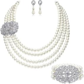 img 4 attached to BABEYOND Многослойный комплект поддельного ожерелья и сережек: стильные женские украшения