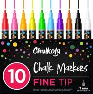 🖍️ 10 pack fine tip chalk markers - vibrant color, erasable dry erase marker pens for blackboards, chalkboard, window, bistro - reversible 3mm bullet & chisel point logo